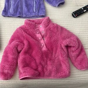 Wonder Nation Pink Sherpa toddler quarter snap pullover